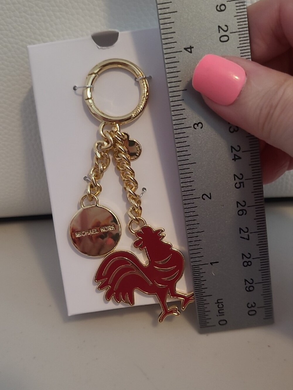 Michael Kors Gold and Red Rooster Charm Key Ring - Picture 2 of 2